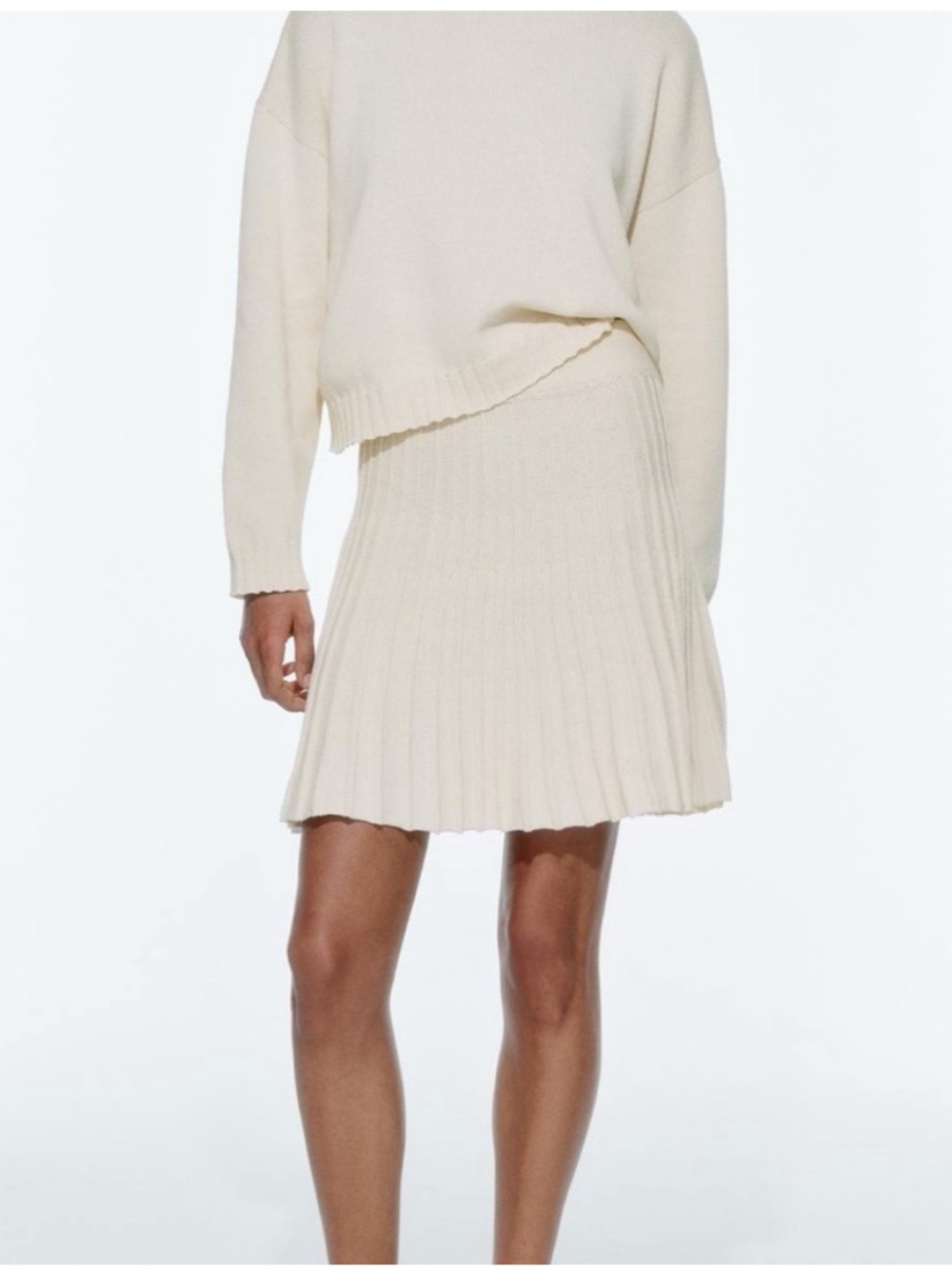 ZARA PLEATED RUSTIC KNIT SWEATER AND SKIRT SET